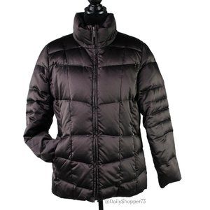Calvin Klein Women's Brown Duck Down Feather Puffer Jacket w/ Faux Fur Lining